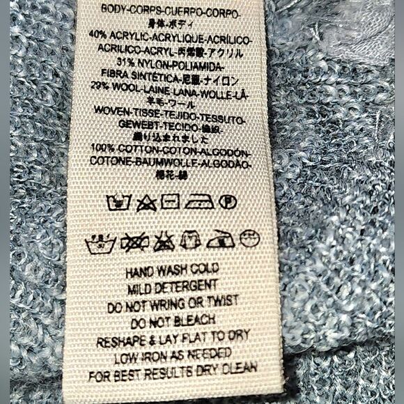 Free People Storm Blue Mountain Song Henley Long Sleeve Knit Sweater Size L - Picture 9 of 9